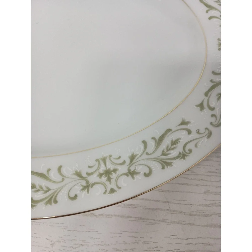 Vintage Allegro Fine China Japan White Porcelain Floral Oval Serving Platter